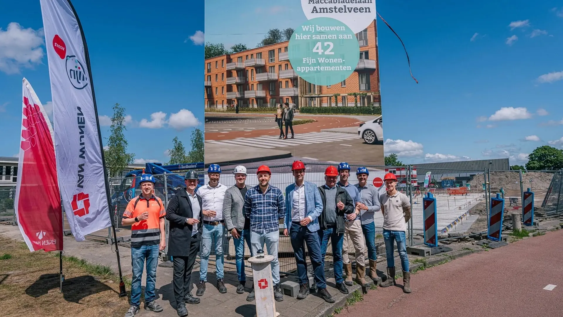 Bouwplaats van de sociale woningen aan de Maccabiadelaan