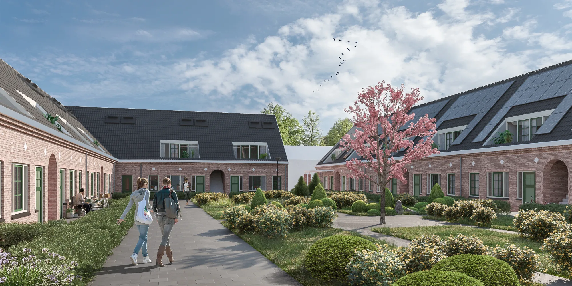 Groen woonhof in het plan voor Bloemwijk