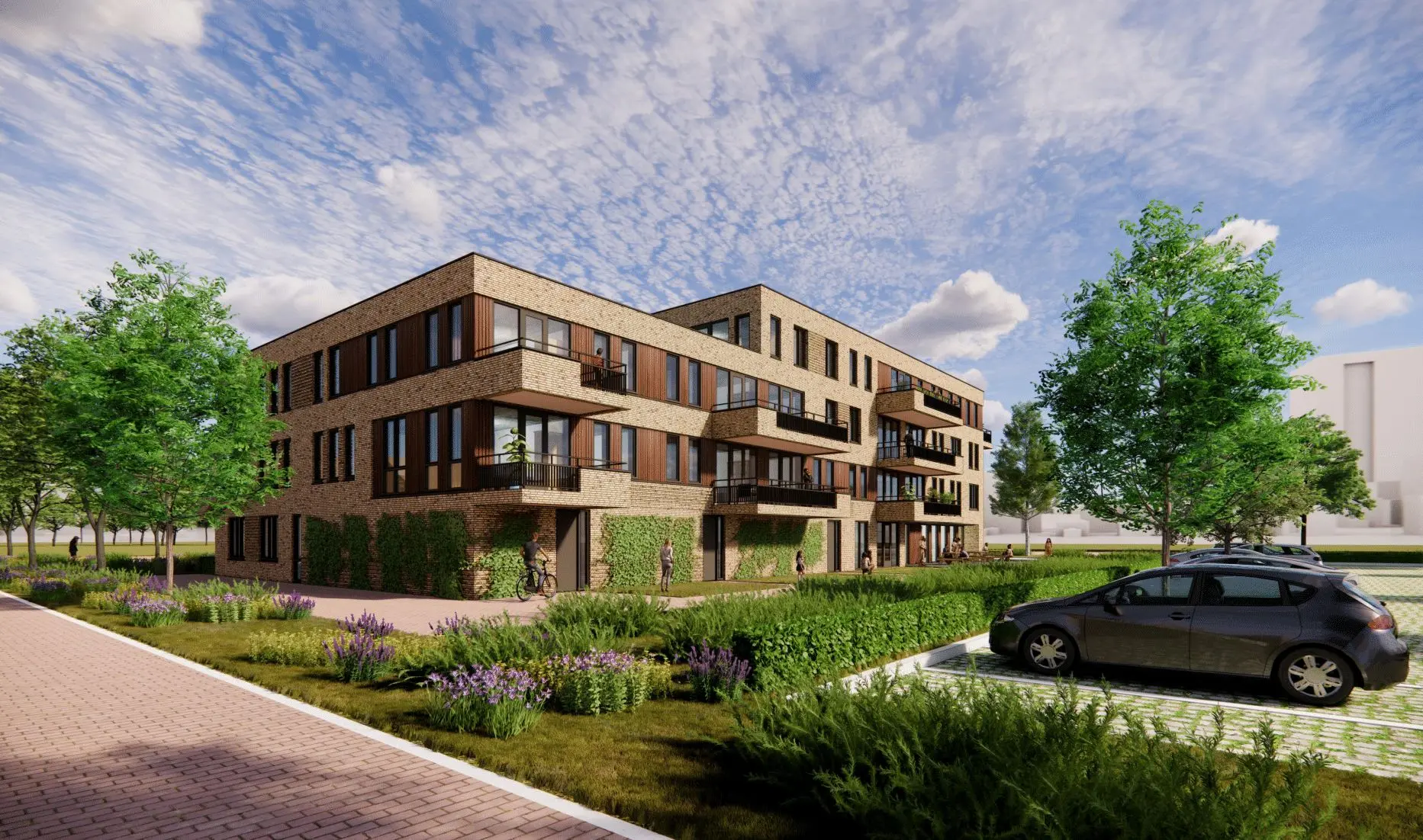 Voorlopig ontwerp van de achterzijde van Appartementengebouw Krokus