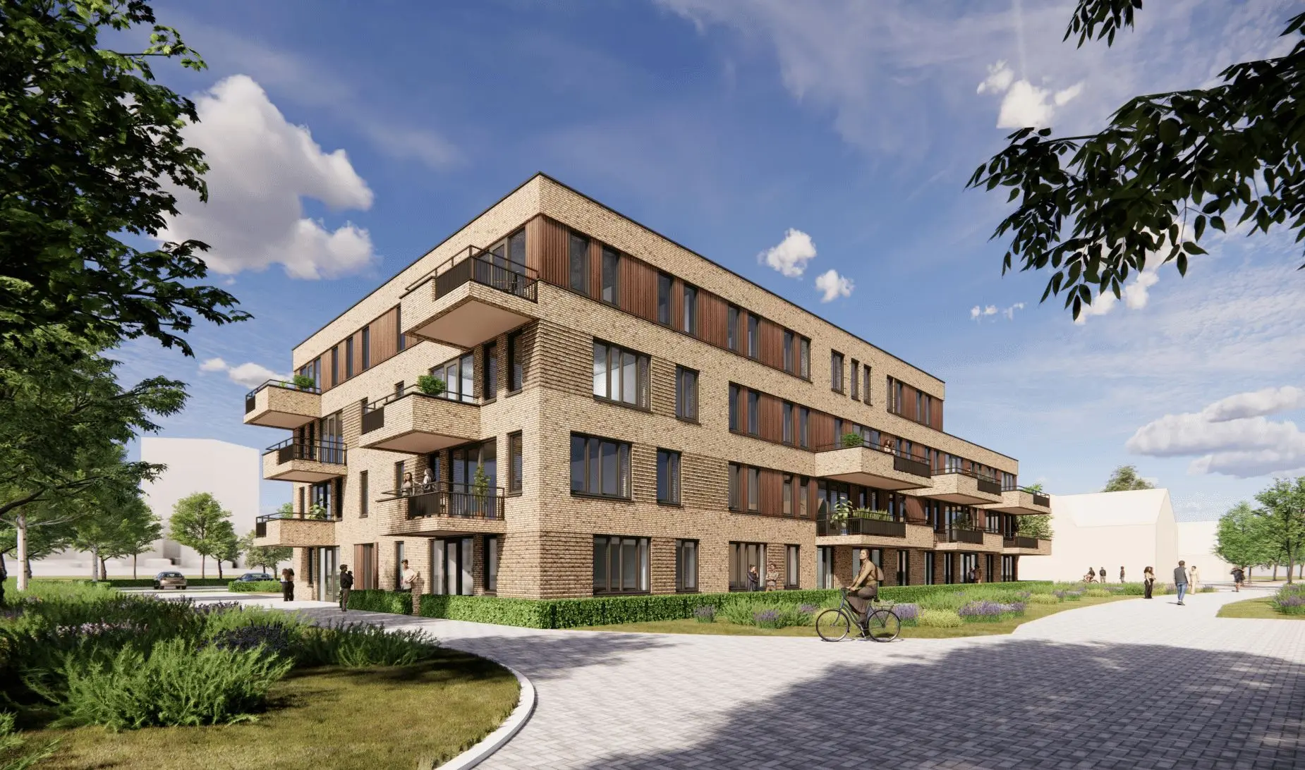 Voorlopig ontwerp van de zijkant van Appartementengebouw Krokus